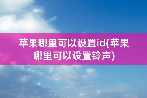 苹果哪里可以设置id(苹果哪里可以设置铃声)