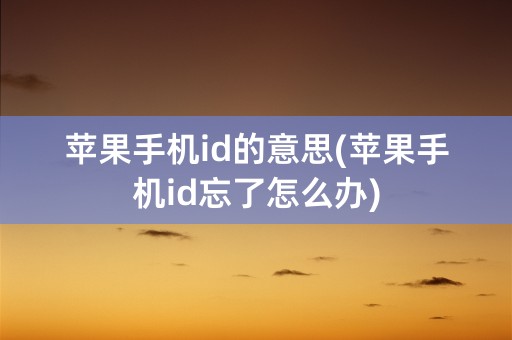 苹果手机id的意思(苹果手机id忘了怎么办)