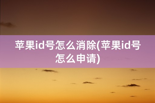 苹果id号怎么消除(苹果id号怎么申请)