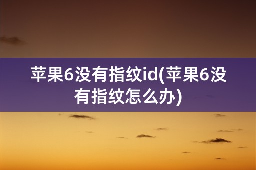 苹果6没有指纹id(苹果6没有指纹怎么办)