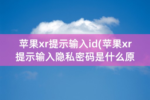 苹果xr提示输入id(苹果xr提示输入隐私密码是什么原因)