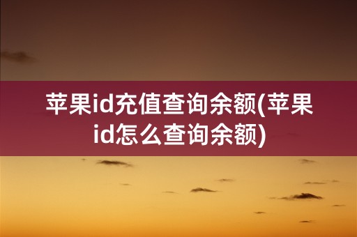 苹果id充值查询余额(苹果id怎么查询余额)