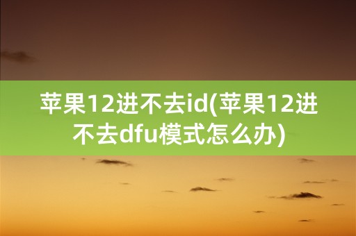 苹果12进不去id(苹果12进不去dfu模式怎么办)