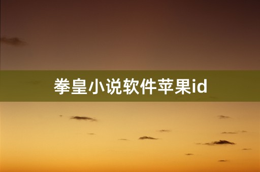 拳皇小说软件苹果id