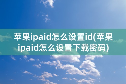 苹果ipaid怎么设置id(苹果ipaid怎么设置下载密码)