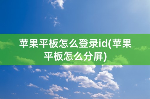 苹果平板怎么登录id(苹果平板怎么分屏)