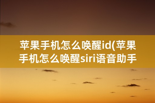 苹果手机怎么唤醒id(苹果手机怎么唤醒siri语音助手)