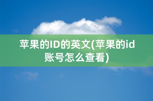 苹果的ID的英文(苹果的id账号怎么查看)