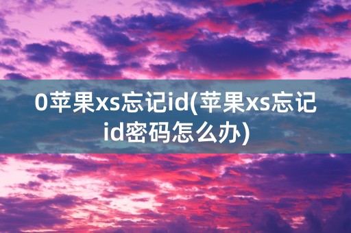 0苹果xs忘记id(苹果xs忘记id密码怎么办)