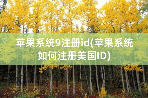 苹果系统9注册id(苹果系统如何注册美国ID)