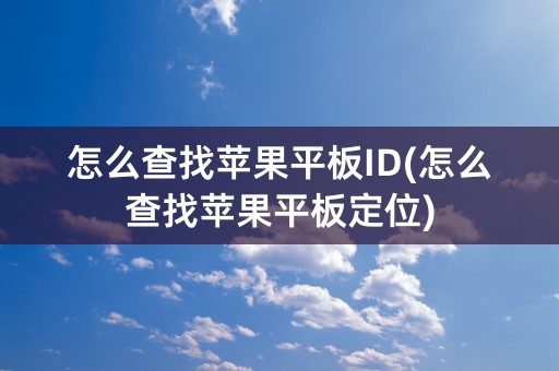 怎么查找苹果平板ID(怎么查找苹果平板定位)