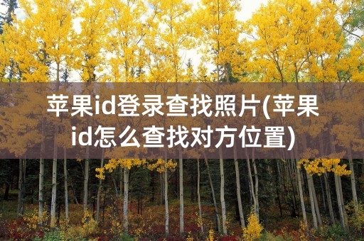 苹果id登录查找照片(苹果id怎么查找对方位置)