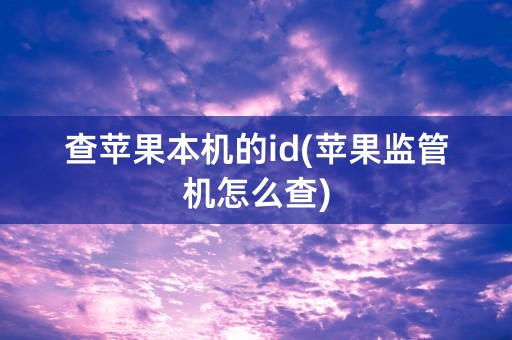 查苹果本机的id(苹果监管机怎么查)