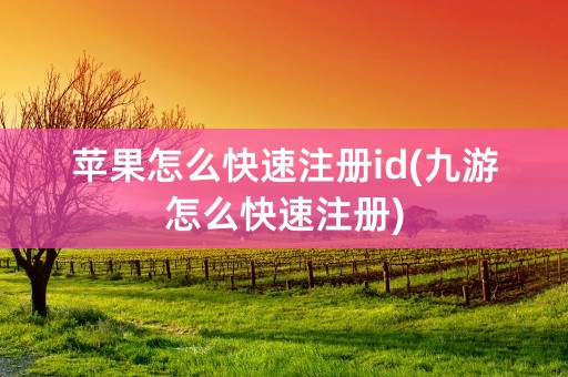 苹果怎么快速注册id(九游怎么快速注册)