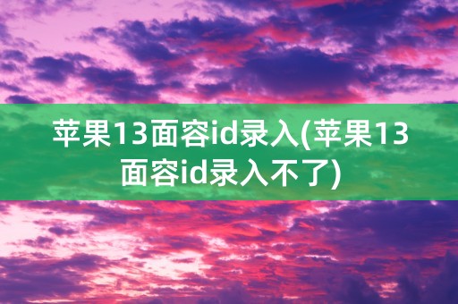 苹果13面容id录入(苹果13面容id录入不了)