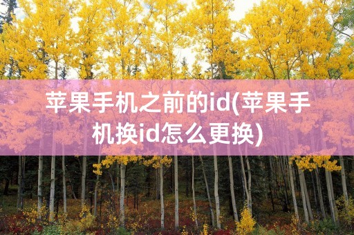 苹果手机之前的id(苹果手机换id怎么更换)