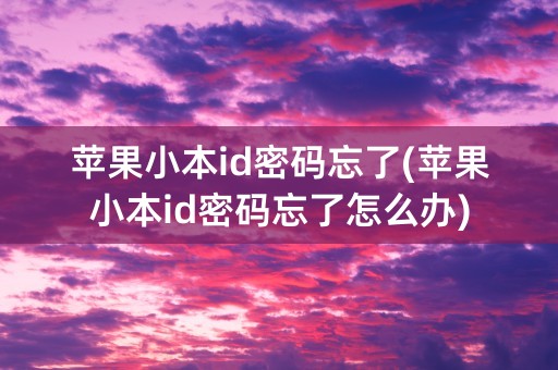 苹果小本id密码忘了(苹果小本id密码忘了怎么办)