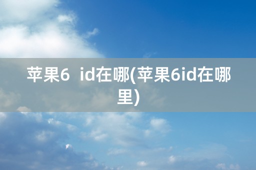 苹果6  id在哪(苹果6id在哪里)