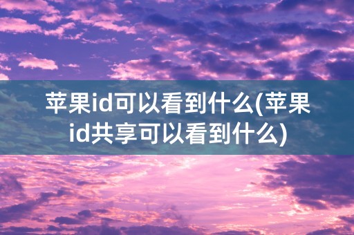 苹果id可以看到什么(苹果id共享可以看到什么)