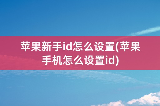 苹果新手id怎么设置(苹果手机怎么设置id)