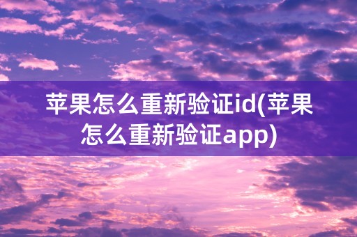 苹果怎么重新验证id(苹果怎么重新验证app)