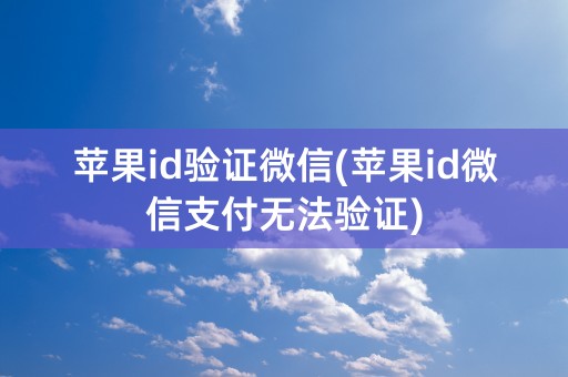 苹果id验证微信(苹果id微信支付无法验证)