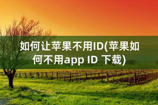 如何让苹果不用ID(苹果如何不用app ID 下载)