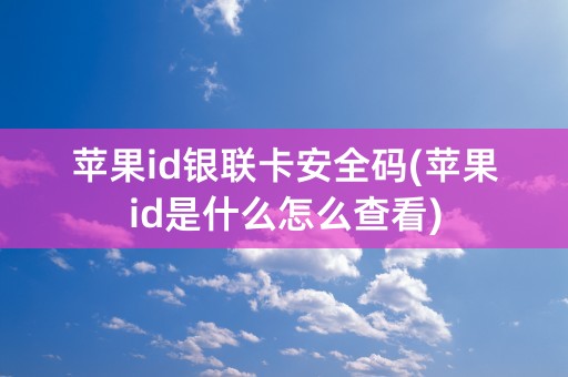 苹果id银联卡安全码(苹果id是什么怎么查看)