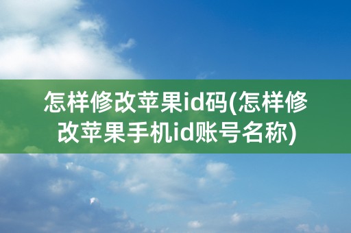 怎样修改苹果id码(怎样修改苹果手机id账号名称)