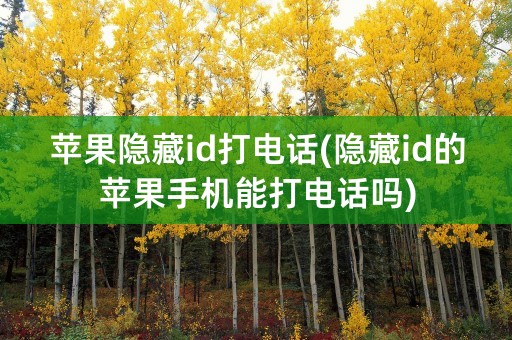 苹果隐藏id打电话(隐藏id的苹果手机能打电话吗)