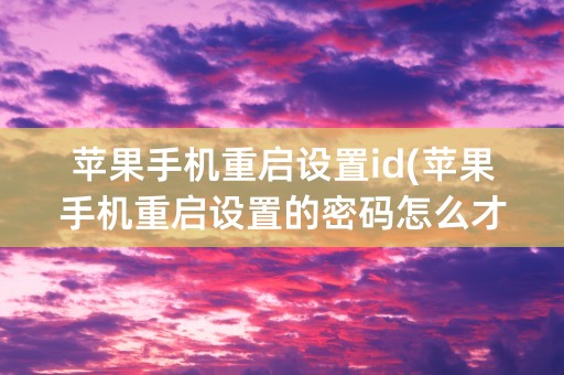 苹果手机重启设置id(苹果手机重启设置的密码怎么才能取消)