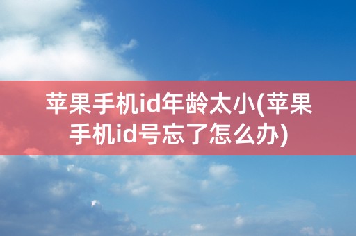 苹果手机id年龄太小(苹果手机id号忘了怎么办)