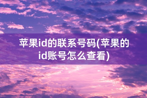 苹果id的联系号码(苹果的id账号怎么查看)