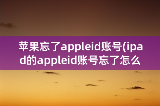 苹果忘了appleid账号(ipad的appleid账号忘了怎么办)