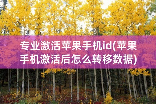 专业激活苹果手机id(苹果手机激活后怎么转移数据)