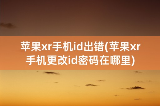 苹果xr手机id出错(苹果xr手机更改id密码在哪里)