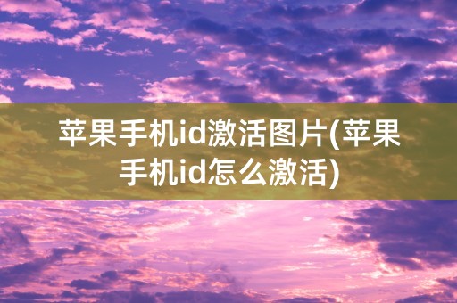 苹果手机id激活图片(苹果手机id怎么激活)