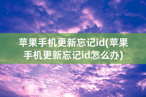 苹果手机更新忘记id(苹果手机更新忘记id怎么办)