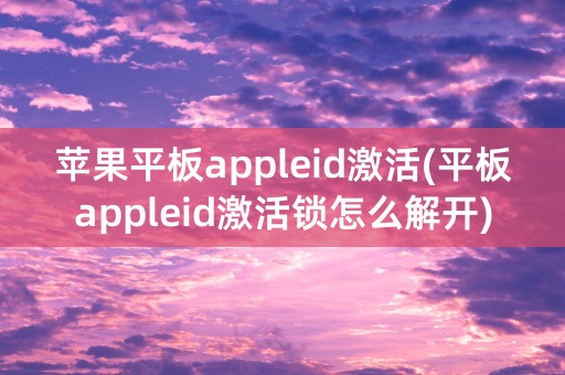 苹果平板appleid激活(平板appleid激活锁怎么解开)