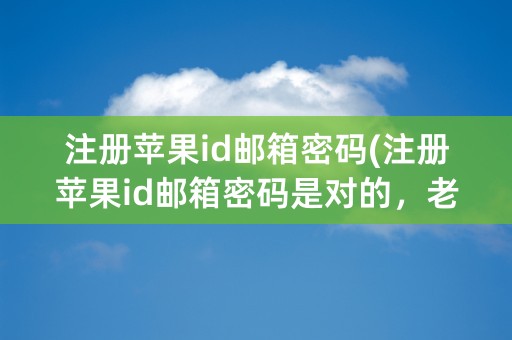 注册苹果id邮箱密码(注册苹果id邮箱密码是对的，老是显示错误怎么办)