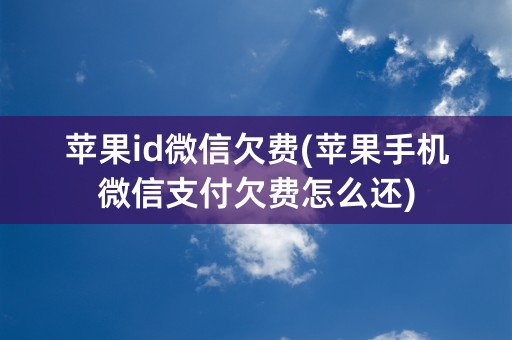 苹果id微信欠费(苹果手机微信支付欠费怎么还)