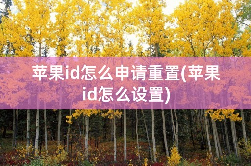 苹果id怎么申请重置(苹果id怎么设置)