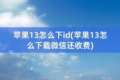 苹果13怎么下id(苹果13怎么下载微信还收费)