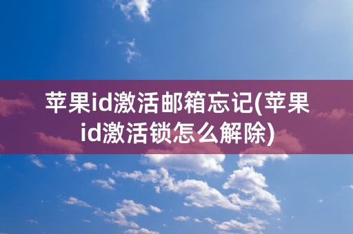 苹果id激活邮箱忘记(苹果id激活锁怎么解除)