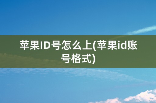 苹果ID号怎么上(苹果id账号格式)