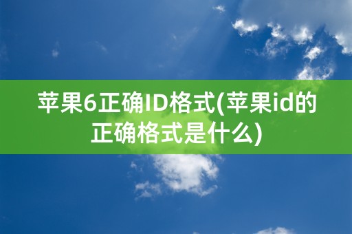 苹果6正确ID格式(苹果id的正确格式是什么)