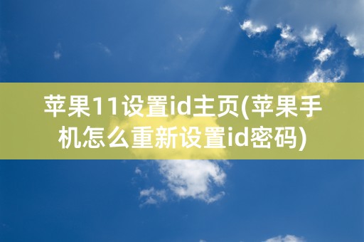 苹果11设置id主页(苹果手机怎么重新设置id密码)