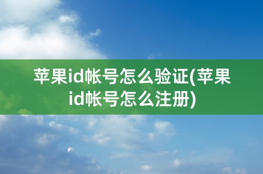 苹果id帐号怎么验证(苹果id帐号怎么注册)