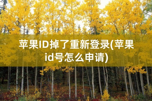 苹果ID掉了重新登录(苹果id号怎么申请)