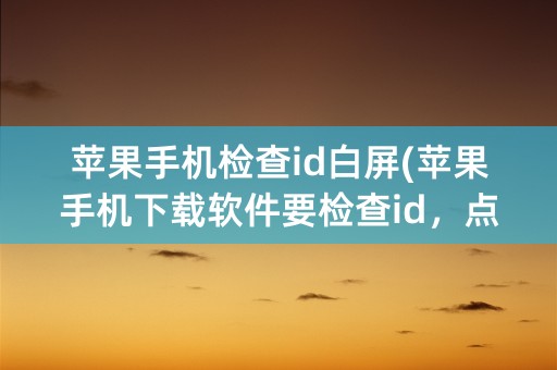 苹果手机检查id白屏(苹果手机下载软件要检查id，点检查后白屏)